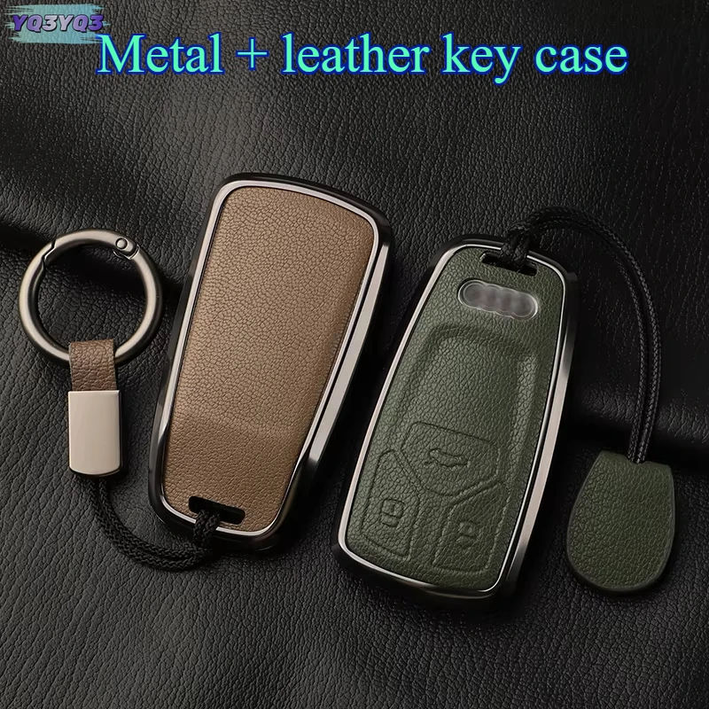 

For Audi Key fob cover A1 A3 A4 A5 A6 C7 A7 S3 S7 S8 R8 Q2 Q3 Q5 Q7 Q8 SQ5 C5 C6 TT RS3 RS6 Accessories Key Case Leather Metal