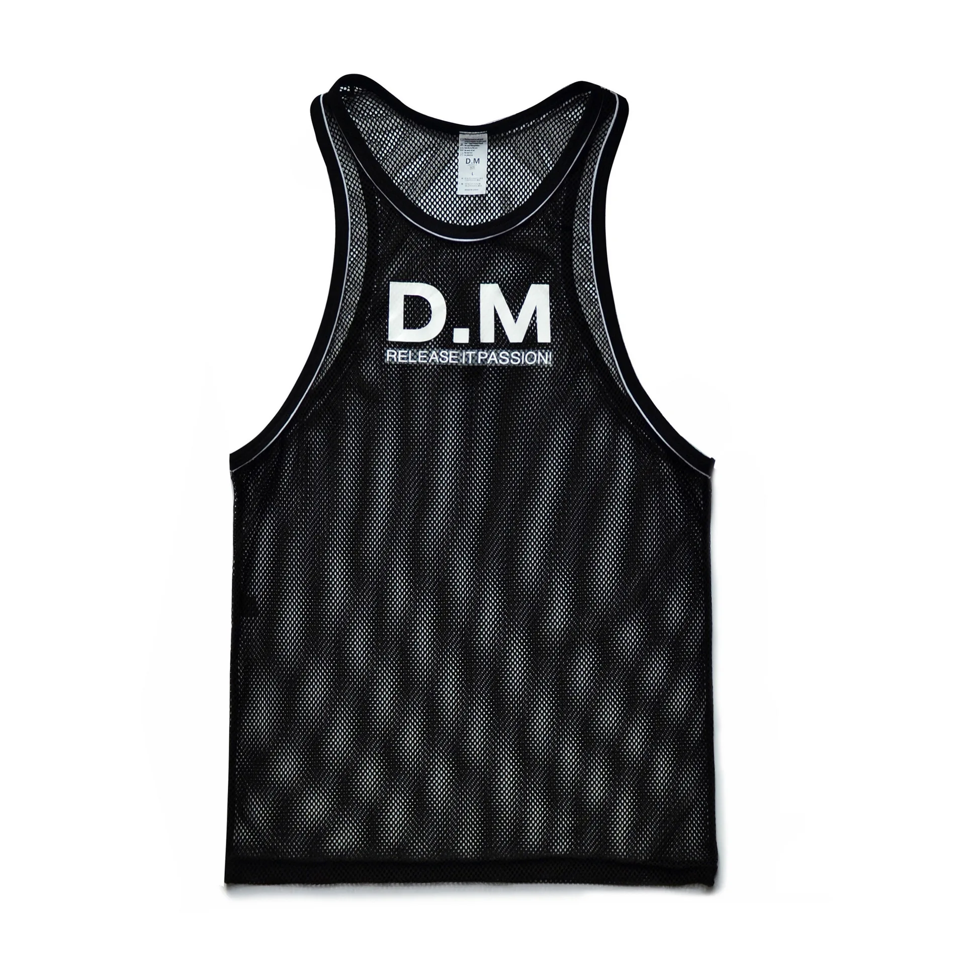 Men's Vest Black Mesh Fashion Trend Sports Summer Breathable Vest Sleeveless Sexy Letters Loose