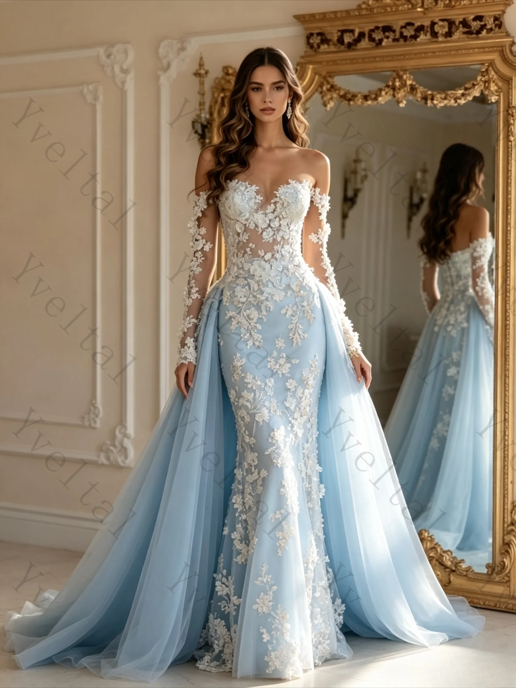 Customized Women's Off-the-shoulder Draped Applique Evening Gown Elegant Long Dress for Party Wedding Guest Special Occasions