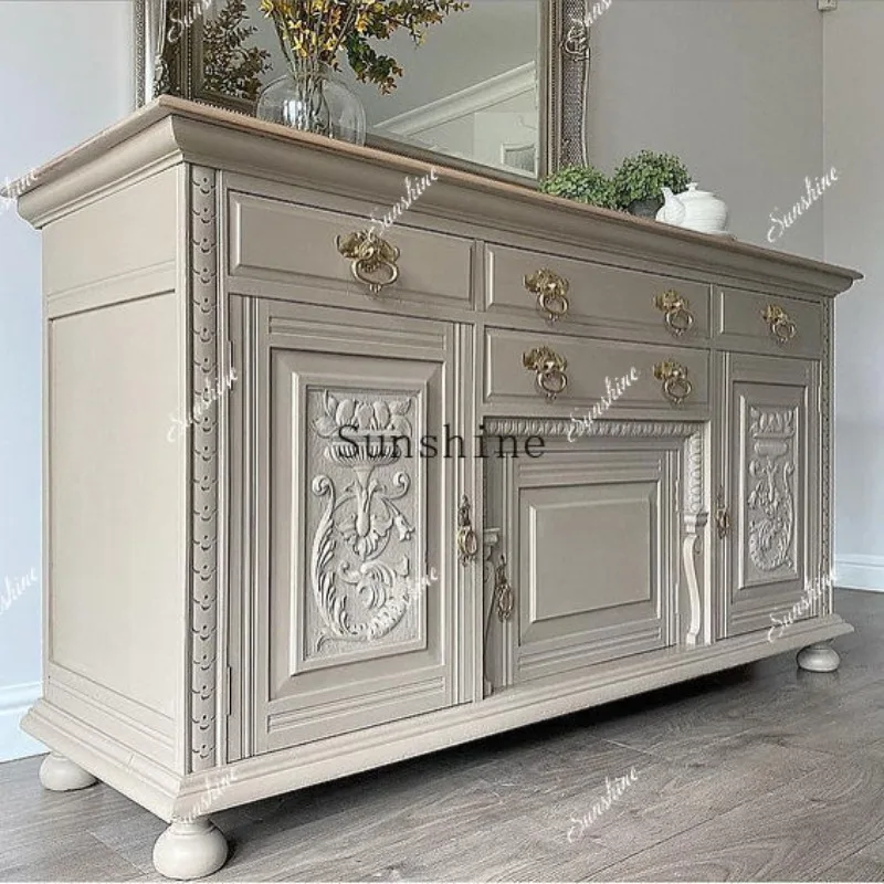 

American retro old solid wood dining edge simple entrance storage storage decorative cabinet FT