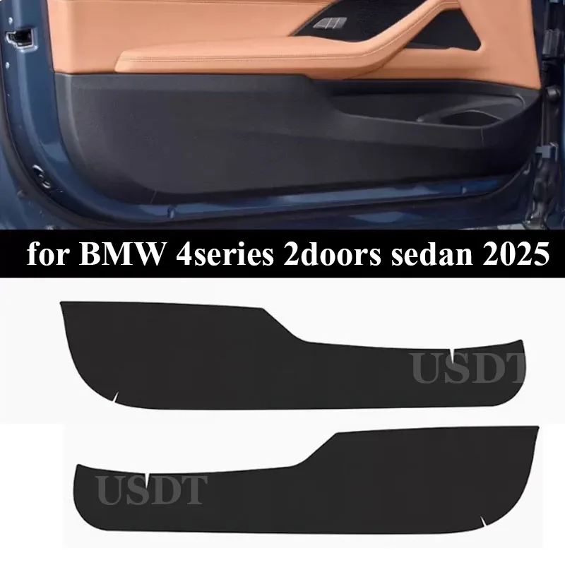 

2PCS For BMW 4 Series M4 2025 Sedan Leather Carbon Fiber Sticker Door Anti Kick Cover Protection Mat