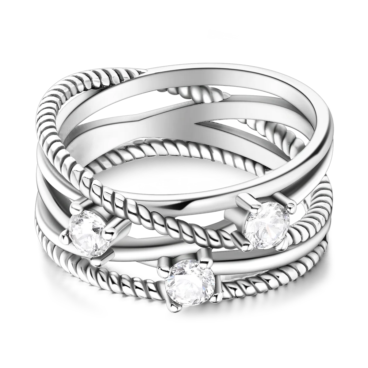 Women's 925 Sterling Silver Firefly Moon Wedding Anniversary Ring