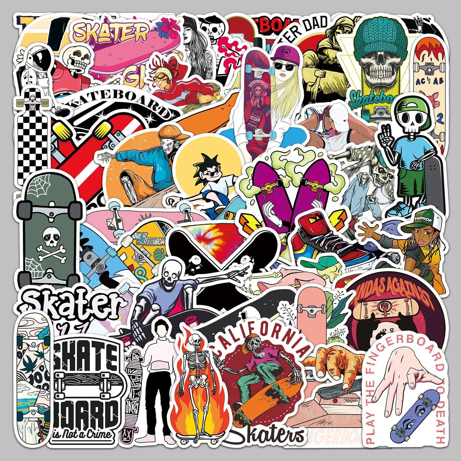 

50pcs Punk Style Skateboard Series Graffiti Stickers Suitable for Helmet Desktop Wall Decoration DIY Sticker Pack Wholesale
