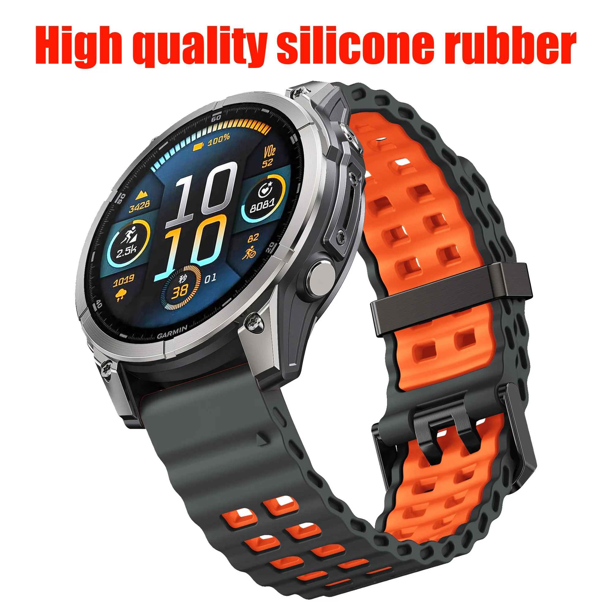 QuickFit 22mm 26mm Fenix8 Watch Band For Garmin Fenix E 8 47mm 51mm 7 7X 6 6X/Epix Pro/Enduro 3 Two-Tone Silicone Strap Bracelet