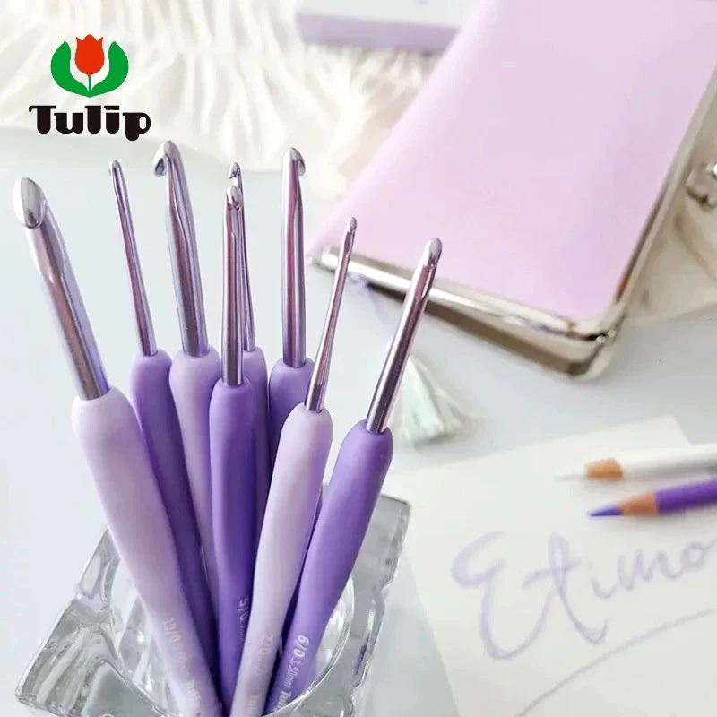 Original Tulip Etimo Murasaki Crochet Hook With Cushion Grip Tulip Knitting Hooks Sweater Yarn Crochet Hook Crochet Tool