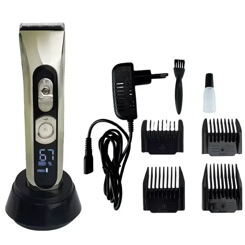 

Professional Cordless Pet Hair Clipper with LED Display 3-Speed Adjustment Low Noise for Dogs Cats