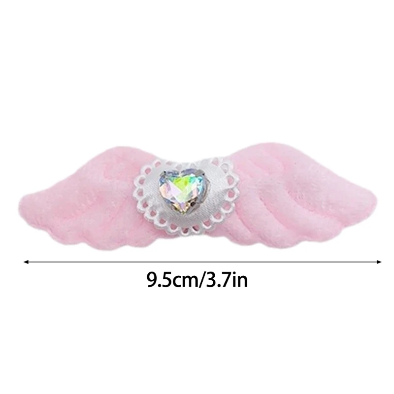 2pcs Lovely Hair Clip for Girl Plush Wing Shape Hair Barrettes with Rhinestones Heart Decals Braids Hair Clip for Girl