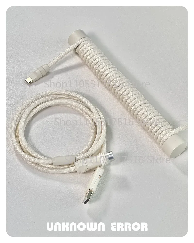 For Unknown error Custom mechanical keyboard spiral aviation cable line Mammoth Ivory White with cable clamps Z38