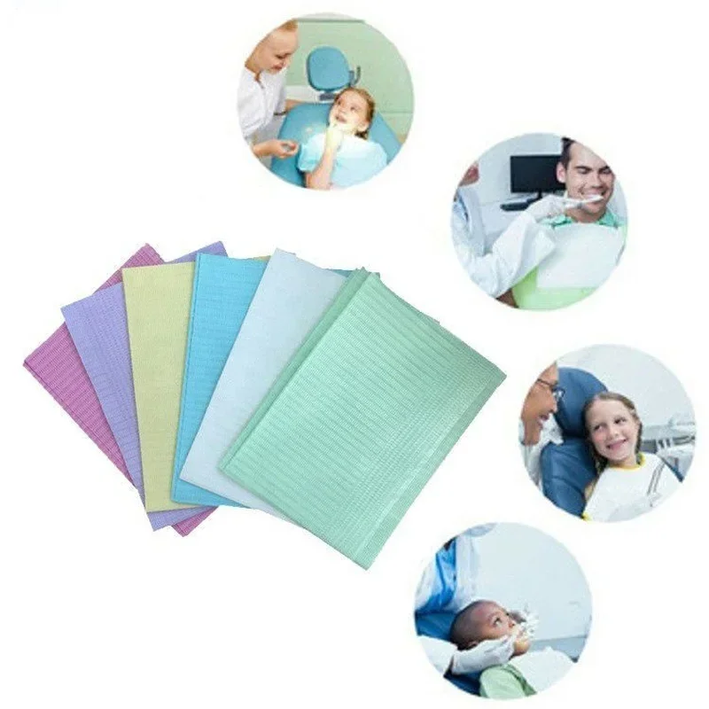 125Pcs/Bag Dentistry Disposable Dental Bibs 13*18 Inch (33cm*45cm) Waterproof Dentist Medical Paper Scarf Tattoo Odontologia