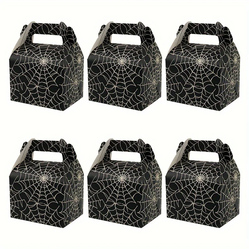 

50pcs Halloween Favor Boxes Paper Spider Web Gift Bags Halloween Treat Boxes For Halloween Birthday Decorations Spider Birthday