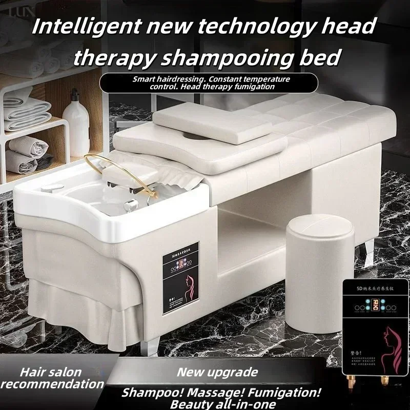 Thai shampoo bed for beauty & hair salons. Special hair care. Fumigation, water circulation & massage. Luxurious and functional