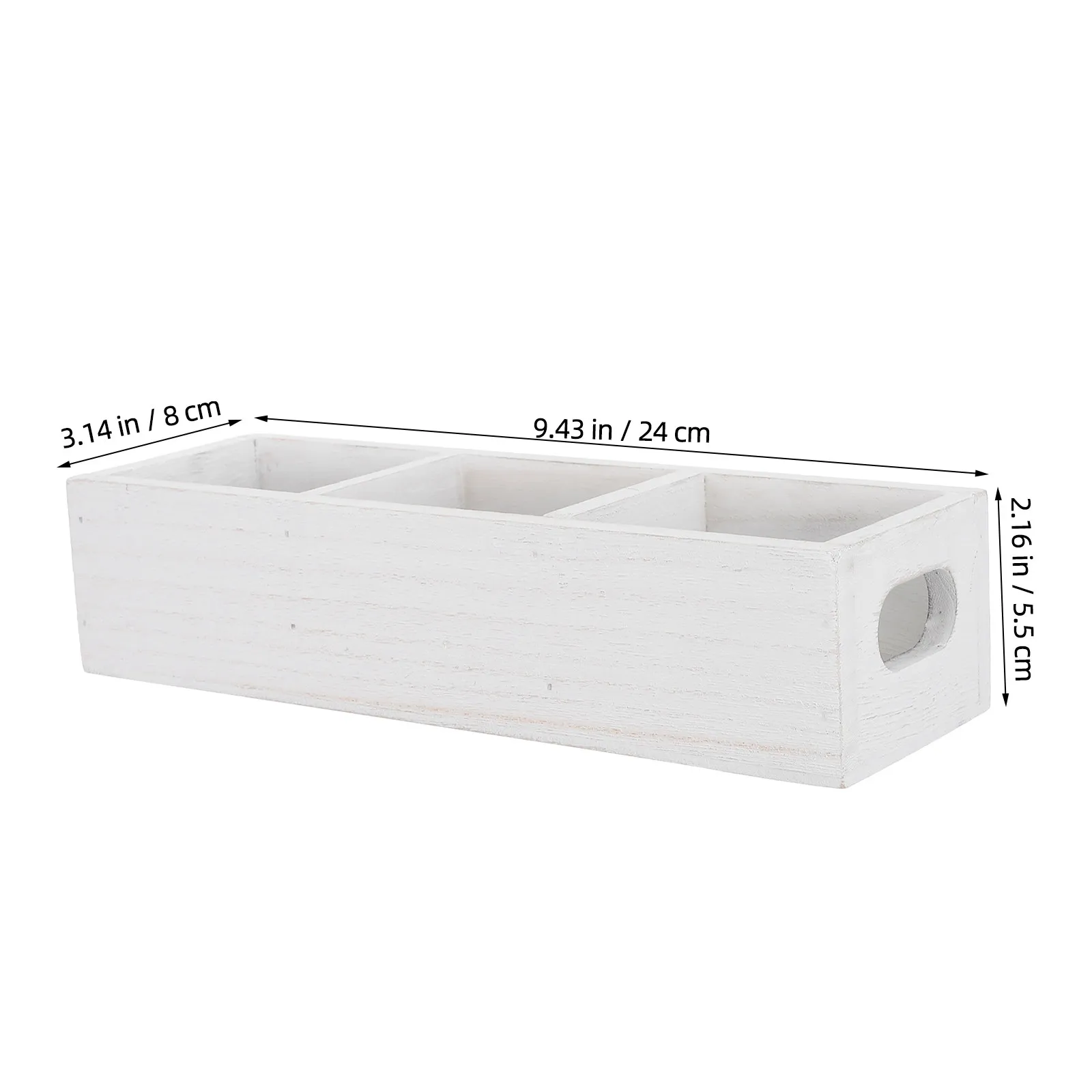 Wooden Tea Chest Organizer – 3-Section White Compact Tea Bag & Sugar Packet Storage Box for Kitchen Countertop