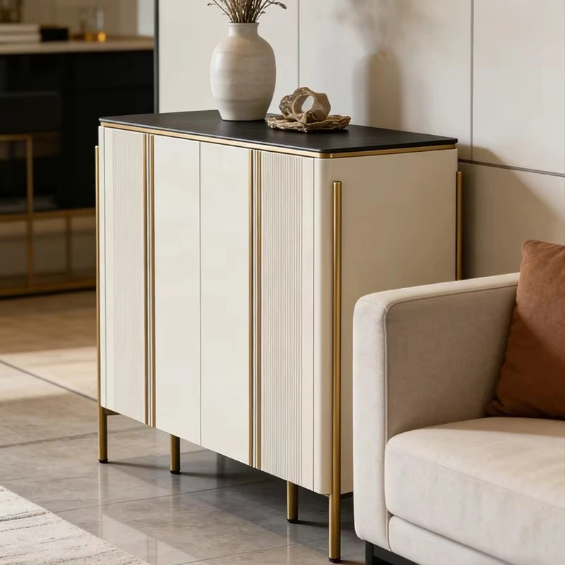 eo-Italian Light Luxury Entryway Console Minimalist Modern Sintered Stone Sideboard Living Room Storage Cabinet Room Divider^