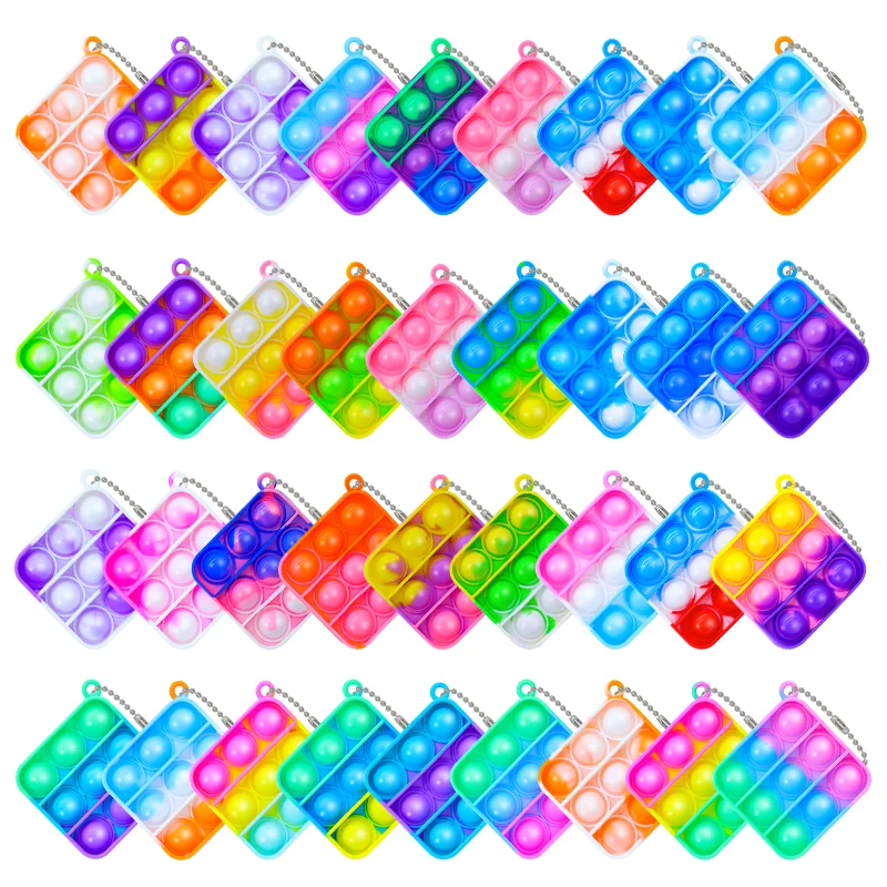 Mini Pop Keychain Fidget Toys for Kids Party Favors End of Year Teacher Gifts Student Classroom Prizes Goodie Bag Stuffers