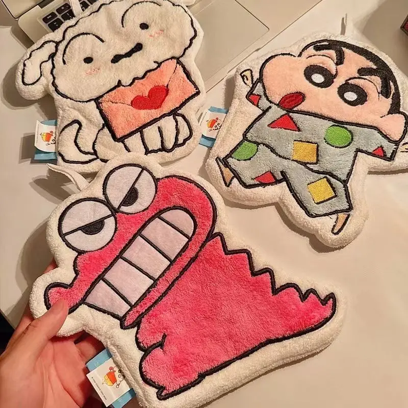 New Crayon Shin-chan Anime Cartoon Hand Towel Cute Hanging Style Super Absorbent Thickened Hand Towel for Bathroom and Kitchen