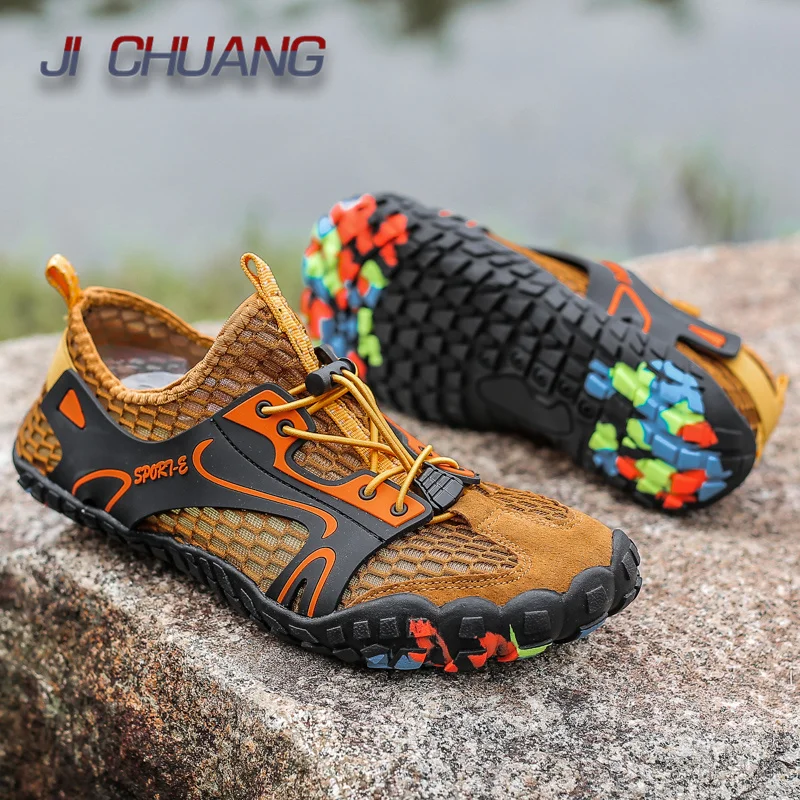 Big Size 47 Aqua Shoes Men Outdoor Quick Dry Water Shoes Non-slip Fitness Barefoot Beach Sneakers In Trekking Upstream Shoes