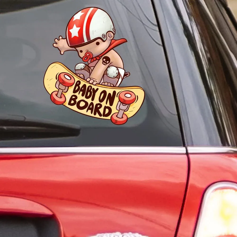 Baby on Board Sticker For Car Skater Baby Funny Cute Vinyl Decal Suitable for helmets, laptops, refrigerator decals