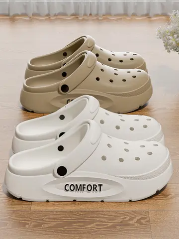Women's Men's Slippers Summer Anti-Slip Couple Hollow Covered Toe Indoor Outdoor Casual Thick Bottom Sandals for Home Adults