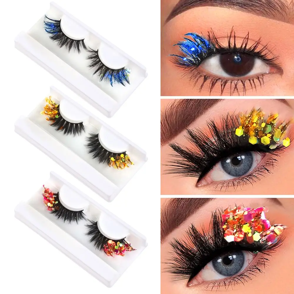 Multi Schönheit Lieferungen 3D Make-Up Flauschigen Drag Falsche Wimpern Auge Schwanz Pailletten Wimpern Dekorative