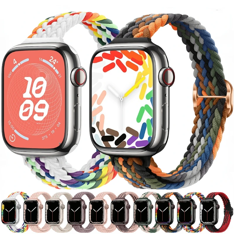 

Slim Nylon Loop Strap For Apple Watch Ultra 2 49mm 9 8 7 45mm 41mm Braided Bracelet Band iWatch Series 6 5 4 3 SE 44mm 40mm 42mm