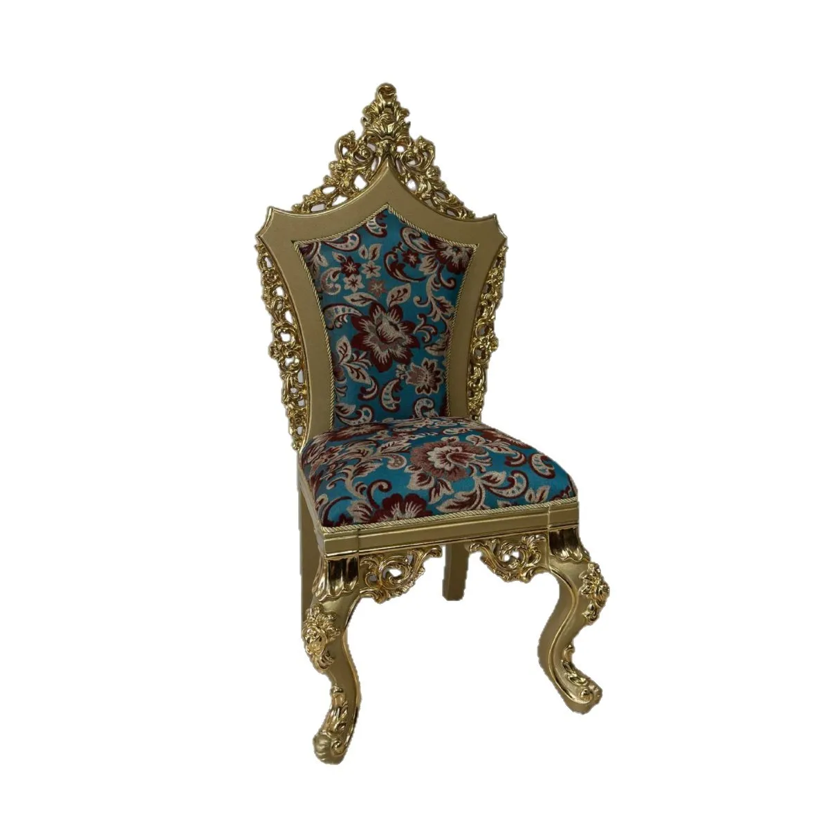 #European Luxury Classic Dining Chair Hand Carved Solid Wood Frame Genuine Leather Upholstery Armrest Backrest Home Furniture