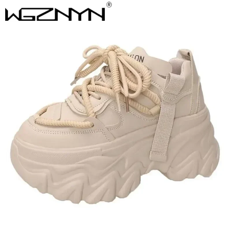 

Осенние женские кроссовки, новые дышащие туфли на высокой платформе, женские вулканизированные повседневные массивные кроссовки Zapatillas Mujer 8 см