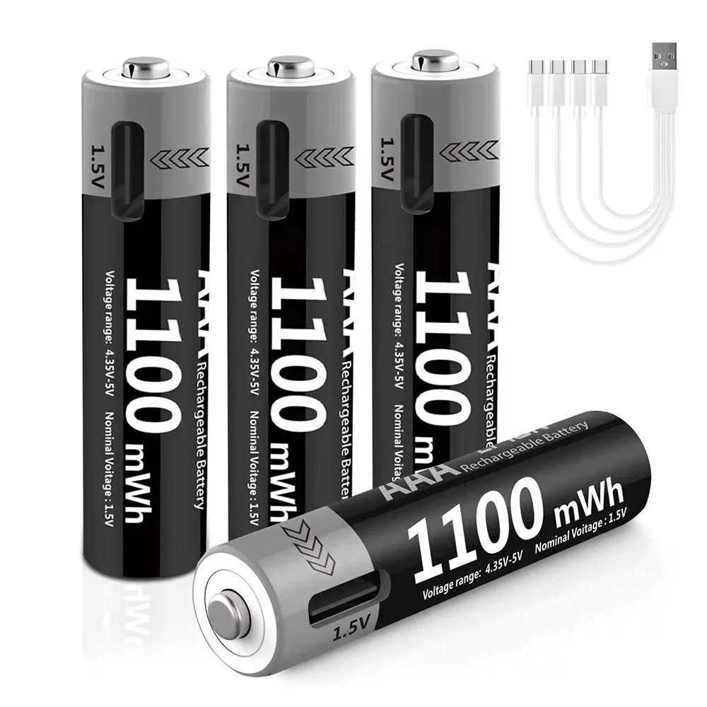 2-10PCS AA AAA 3400mAh 1100mAh Rechargeable Battery USB Type-C Lithium Battery for Hunting Camera Remote Control Mouse Door Lock