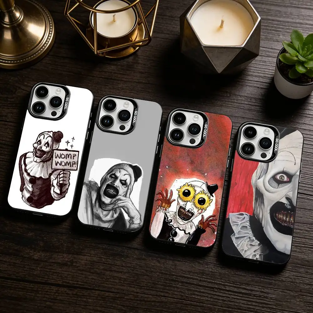 

H-Horror Art the Clown Funny Phone Case For iPhone 17,16,15,14,13,12,11 Plus,Pro Max,XS,Colored silver phone case
