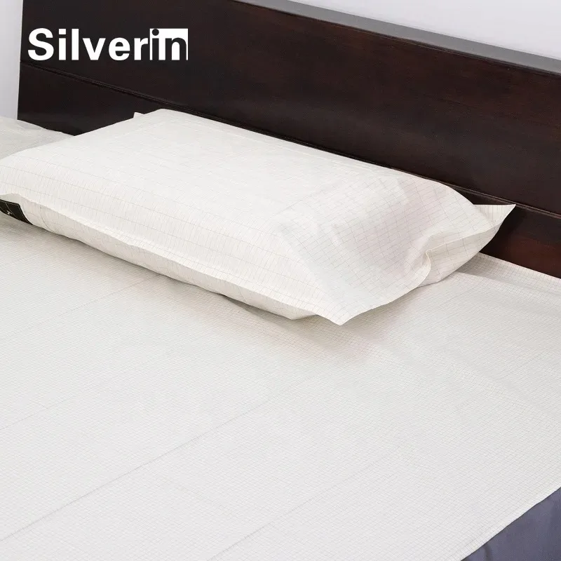 Grounding Sheet 10% Silver Fiber & Organic Cotton- Conductive with Grounding Cord, Grounding Keep Good Sleep, Natural Health