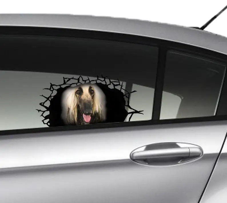 Afghan hound car decal, cracked window decal , Afghan hound car sticker