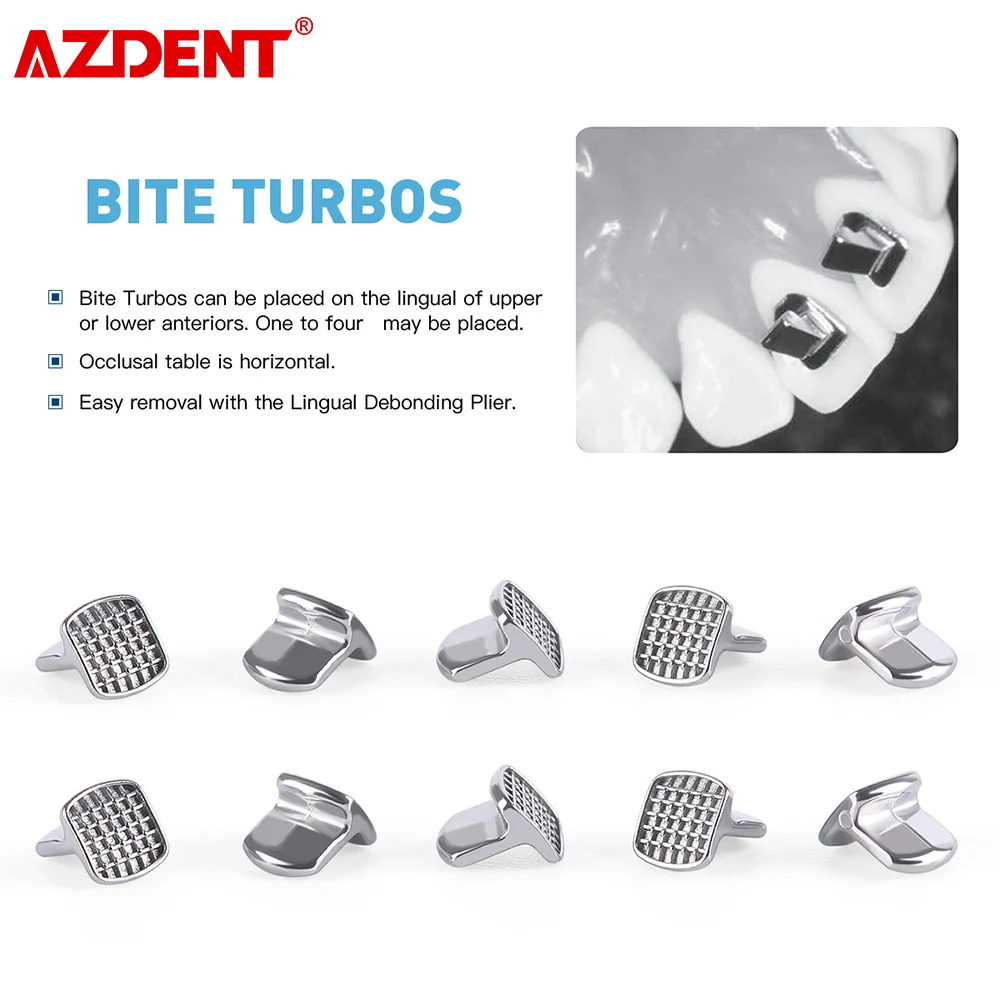 10pcs/Pack AZDENT Dental Orthodontic MIM Monoblock Bite Turbos Metal Bite Stopper Single Wing