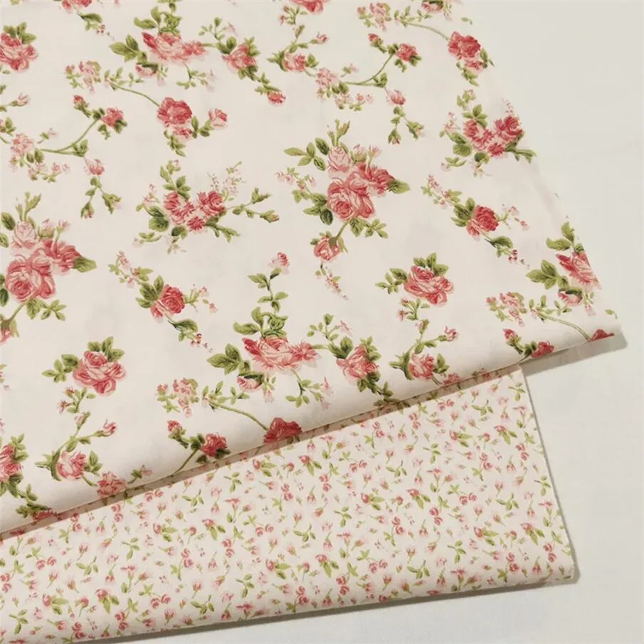 160*50cm Retro Rose Floral Printed Cotton Fabric For DIY Children's Wear Cloth Make Bedding Quilting Girl Dress Tesido