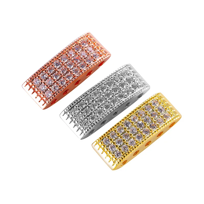 Juya 18K Gold Plated Copper Beadwork Jewelry Spacer Bars Accessories For DIY Natural Stone Pearl Bracelet Necklace Making