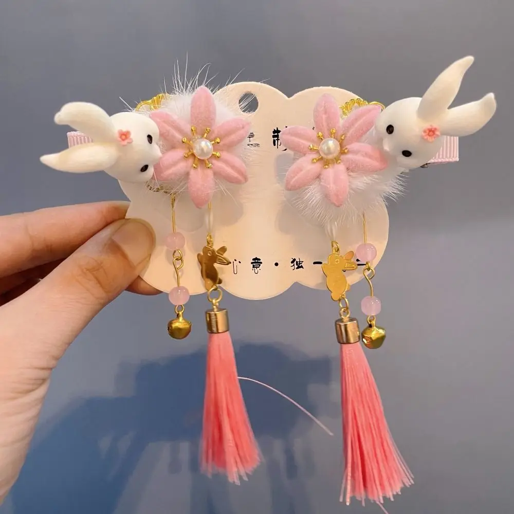 

Fashion Girls New Year Headdress Velvet Headwear Children Hairpin Barrettes Hair Accessories Rabbit Tassel Hair Clips