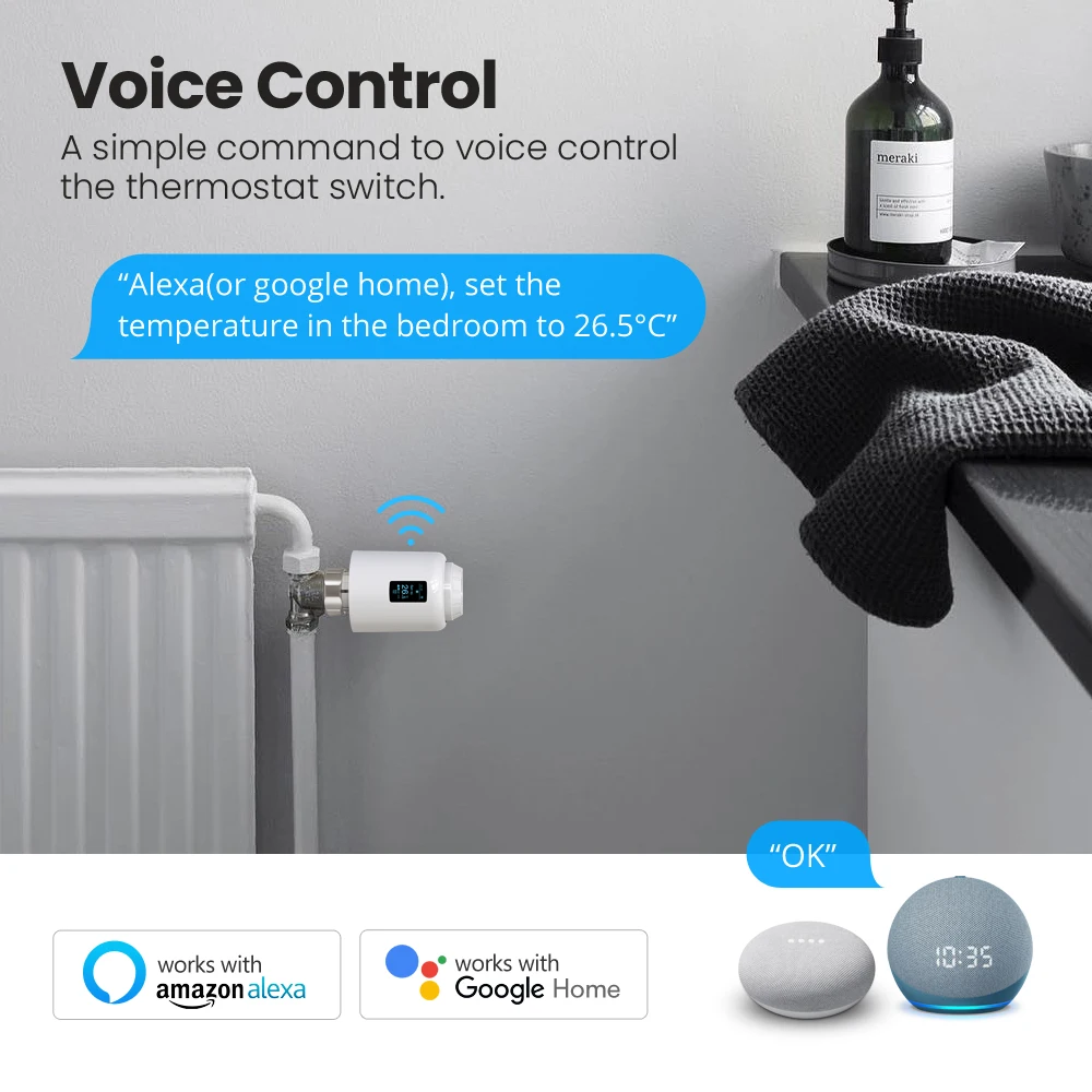 AVATTO Smart WiFi Radiator Actuator Thermostat,Tuya TRV Thermostatic Valve Temperature Controller,Work for Alexa Google Home