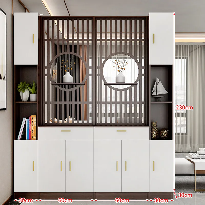 New Chinese screen partition living room simple modern entry door solid wood facing the door entrance cabinet door hall cabinet