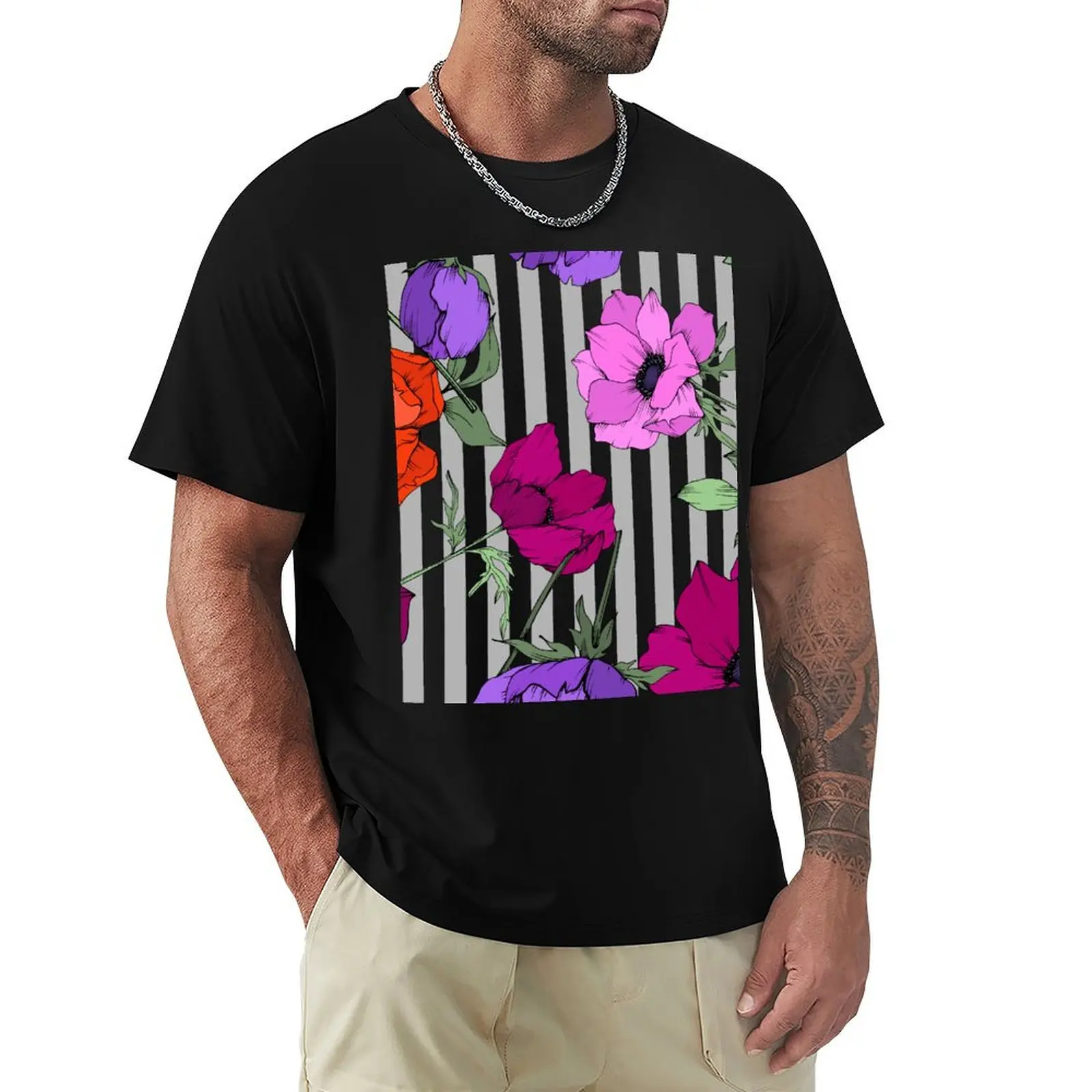 Pretty ,red,purple,orange anemones flowers T-Shirt Utility Casual Work T-Shirt