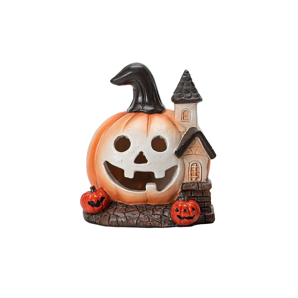 Nouveauté : Maison Citrouille d'Halloween en Résine – Figurine Citrouille Unique et Effrayante, Scul