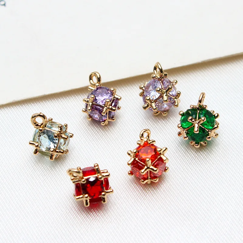 10 قطعة/المجموعة المألوف النحاس مطعمة الزركون مكعب يانغمي الكرة قلادة صغيرة DIY الأقراط قلادة صنع الملحقات #3