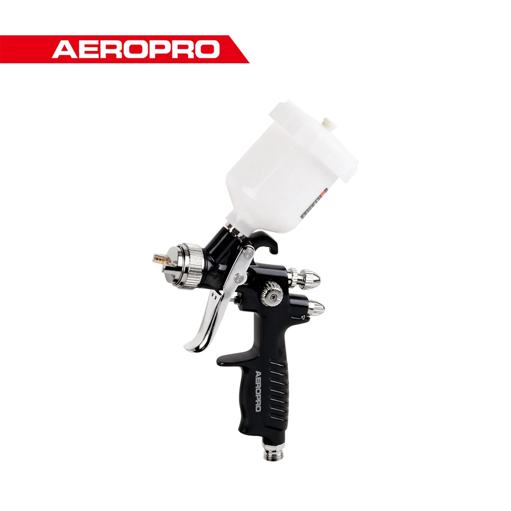 aeropro a606 pro touch up serie reacabamento automatico pistola de ar 10 mm bico alimentacao por gravidade 100cc hvlp pistola de pulverizacao 01