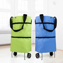 Foldable Shopping Trolley Bag With Wheels Large Reusable Cloth Hand Tote Bolsas Eco Fabric Supermarket Grocery Pull Cart Bag