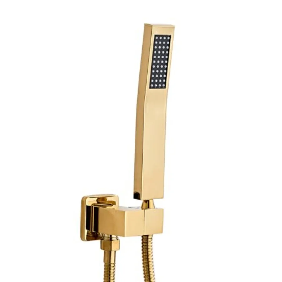 

High Pressure Brass Handheld Shower Head, Square Shower Head with Wall Connector and 58-Inch Hose Kit for Bathroom Systems, Mod