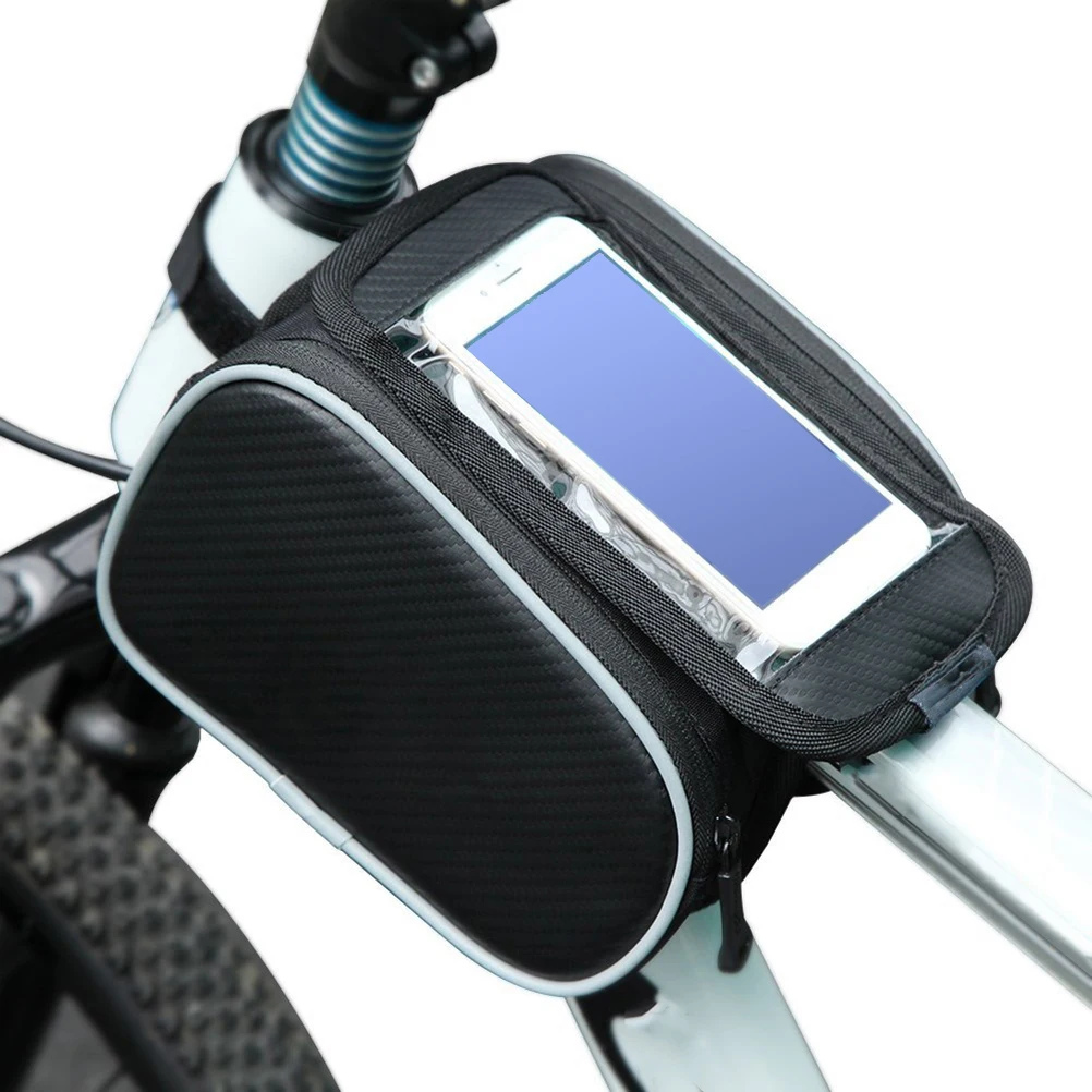 Smartphone Bike Bag 5.5 Inch Waterproof Handlebar Phone Holder PU Reflective Strip Double Zipper Cycling Touch