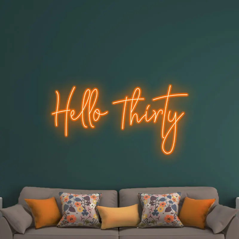 ضوء النيون Toysign، علامة Hello Thirty Neon، لوحة فنية جدارية LED ساطعة للاحتفال بعيد الميلاد الثلاثين، ديكور فريد من نوعه للحفلات والهدايا