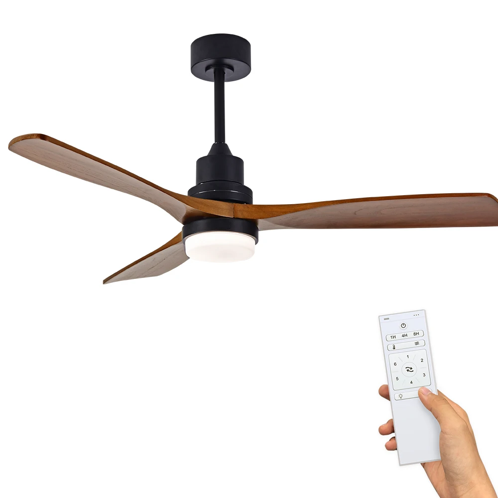 Modern 52inch DC Motor Energy Saving Ceiling Fans Wood Ceiling Fan with Light Remote Control Solid LED Modern Simple 3000-5000