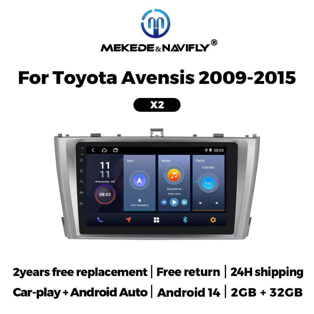 

MEKEDE Built-in Carplay Multimedia for Toyota Avensis T27 2009 - 2015 Android Car Radio Intelligent System 9" Touch Screen 2 Din