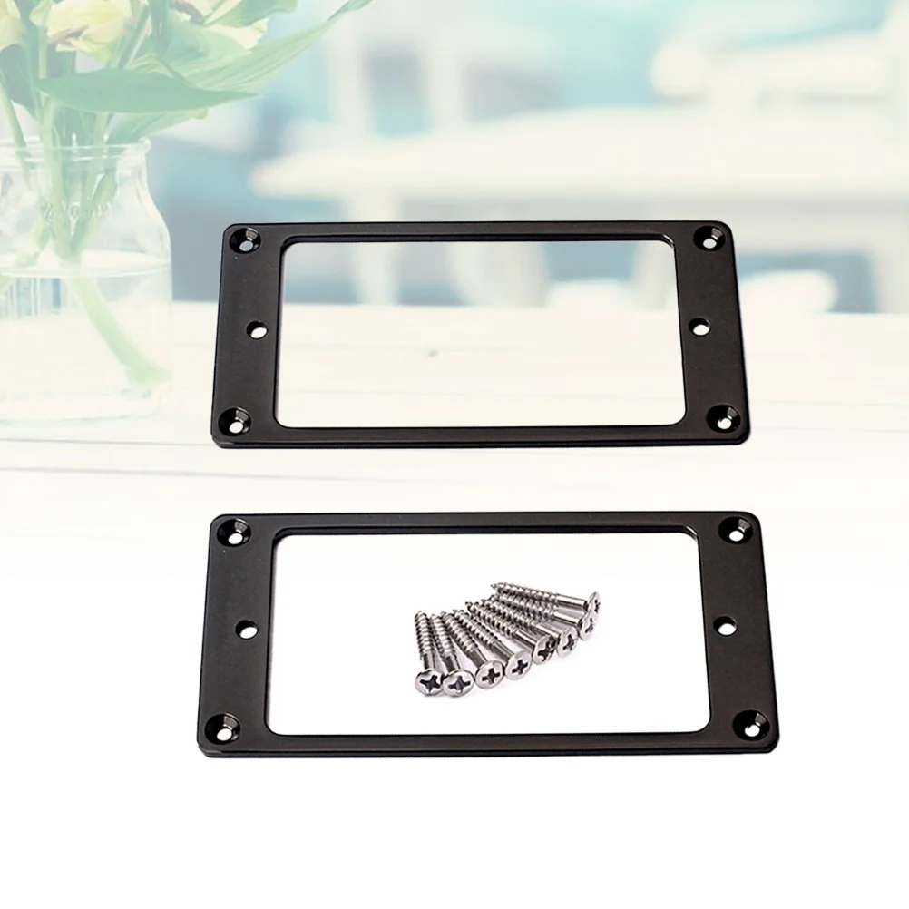 

2pcs Flat Metal Humbucker Pickup Mounting Rings Frame Mounting Ring Flat Base Pickup Frame with Screws 92x46mm (Black)