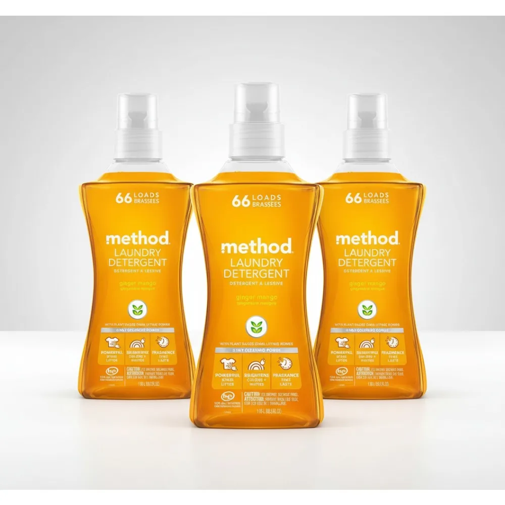 

Natural Ginger Mango Laundry Detergent Concentrate - 4 Pack HE Stain Remover for Families & Eco-Conscious