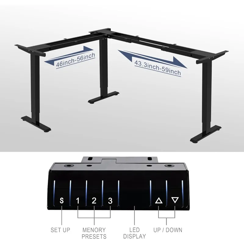 إطار مكتب قائم بـ 3 أرجل قابل للتعديل، قاعدة زاوية كهربائية للمنزل والمكتب (أسود)