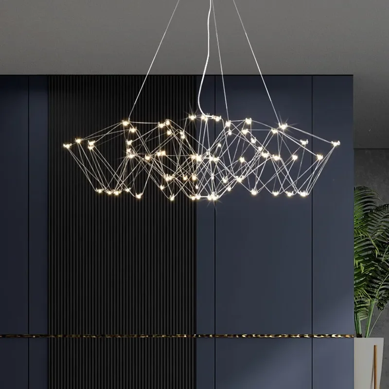 Nebra Mesh Chandelier Starry Sky Stainless steel Pendant Lamp for living room hotel hall dining room villa staircase hang lights